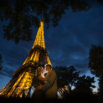 Night photo session at the eiffel tower